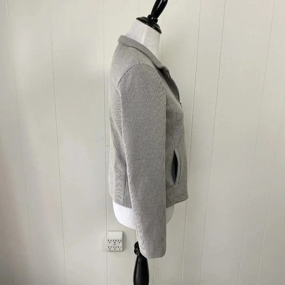 Hugo Boss Jelinita Blazer Black White Full Zip Wool Blend Houndstooth Jacket 2 - Picture 6 of 16